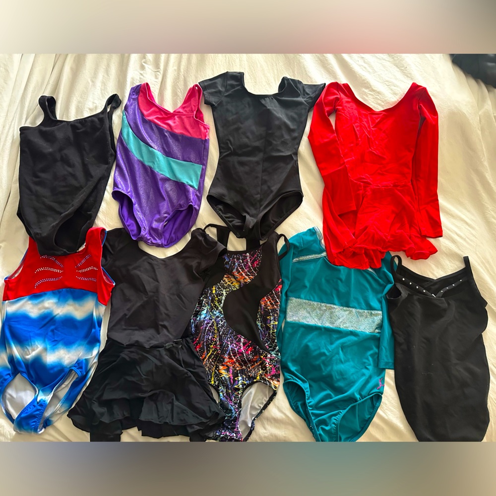 Dance / Gymnastics leotards 
Set of 9, girls size 4/6 (XS/Small)
